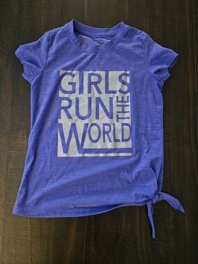 Purple Girls' Graphic Tie-Hem Short Sleeve Tee
